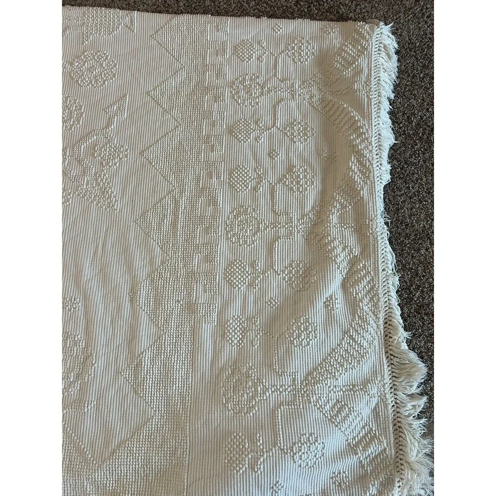 Vintage Bates George Washington Blanket Floral Bedspread Popcorn French USA